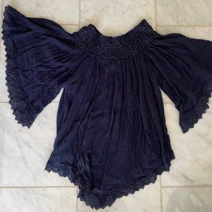 LF navy blue crochet tunic